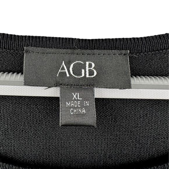 AGB Black Ruffled Shoulder Detail Long Sleeve Crew Neck Pullover Sweater XL - Picture 3 of 7